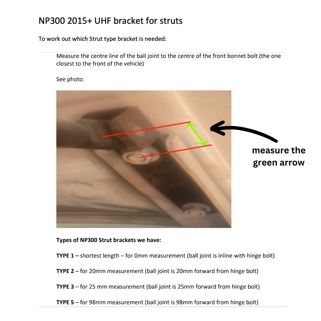 Nissan Navara NP300 2015+ Bonnet Bracket (With Struts)