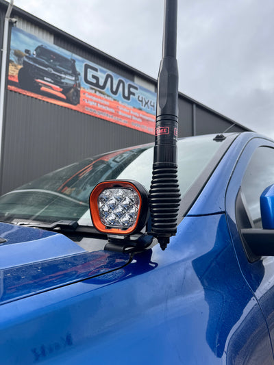 Ford Ranger, Raptor & Everest RA 2022+ PAIR Bonnet LED Brackets With Plate To Mount UHF PLATE-305  058-LB